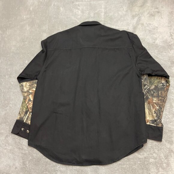 Lynch Men’s Shirt Black Camo Long Sleeve Button Down Size Large Hunting Outdoor - Picture 6 of 7